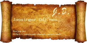 Jassinger Dénes névjegykártya